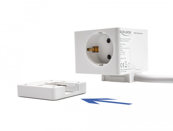Delock Steckdosenwürfel mit Verlängerungskabel 3-fach mit Kindersicherung und USB Ladegerät, 1,5 m Kabel, weiß #7 