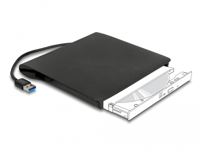 Delock Externes Gehäuse für 5.25″ Ultra Slim SATA Laufwerke 9,5 mm zu USB Typ-A Stecker #1 