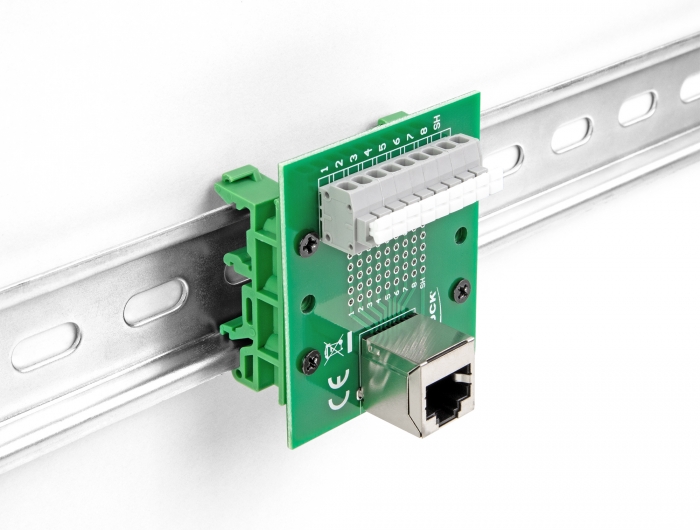 Delock RJ45 Buchse zu Terminalblock mit Drucktaster für Hutschiene gewinkelt #4 