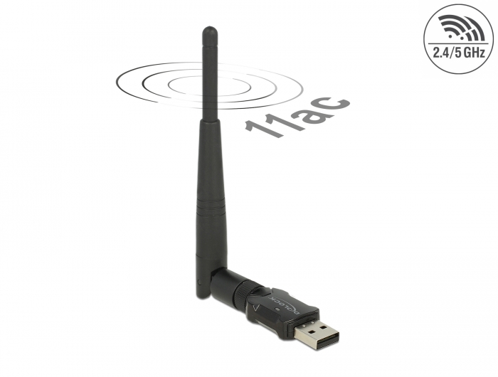 Delock USB 2.0 Dualband WLAN ac/a/b/g/n Stick 433 + 150 Mbps mit externer Antenne #1 