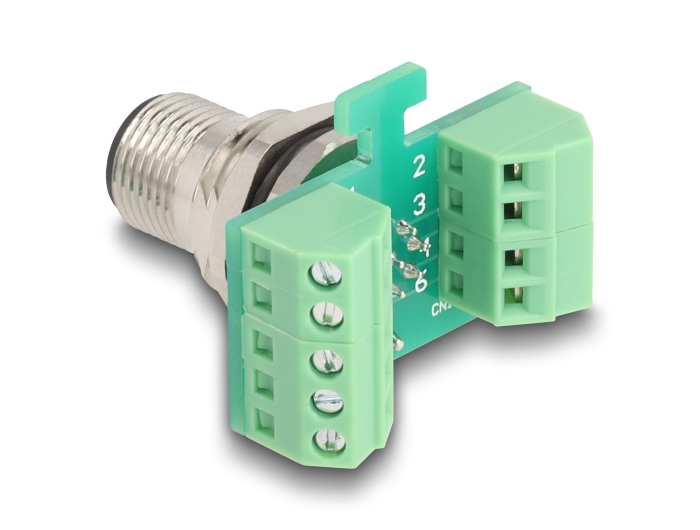 Delock M12 Übergabemodul Adapter A-kodiert 8 Pin Stecker zu 9 Pin Terminalblock zum Einbau #2 