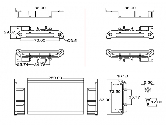 Delock Platinenhalterung (72 mm) für Hutschiene 25 cm lang #9 