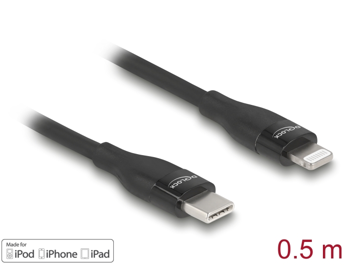 Delock Daten- und Ladekabel USB Type-C™ zu Lightning™ für iPhone™, iPad™ und iPod™ schwarz 0,5 m MFi #1 