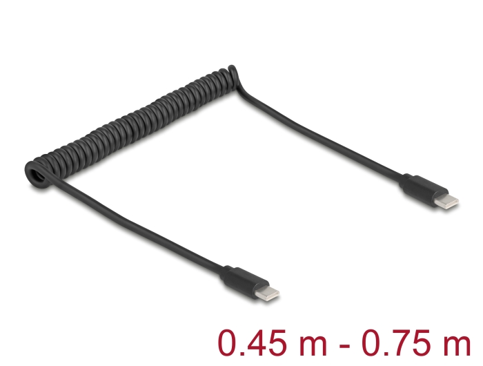 Delock USB 2.0 Type-C™ Spiralkabel Stecker zu Stecker 0,45 m bis 0,75 m schwarz #1 