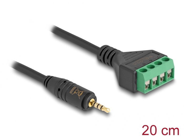 Delock Kabel Klinkenstecker 2,5 mm 4 Pin zu Terminalblock Adapter 20 cm #1 