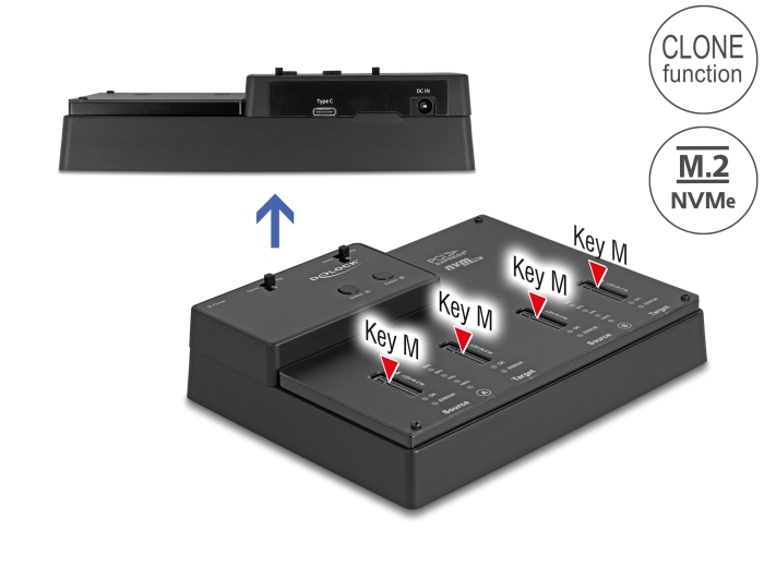 Delock M.2 Dockingstation für 4 x M.2 NVMe PCIe SSD mit Klon Funktion #1 