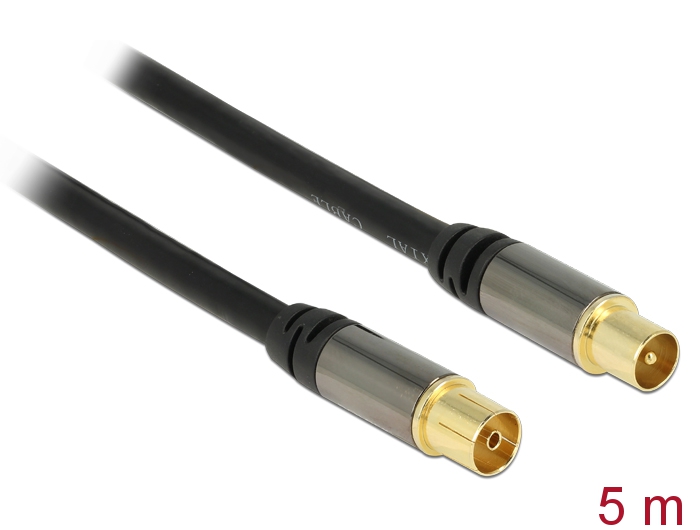 Delock Antennenkabel IEC Stecker > IEC Buchse RG-6/U 5 m schwarz #2 