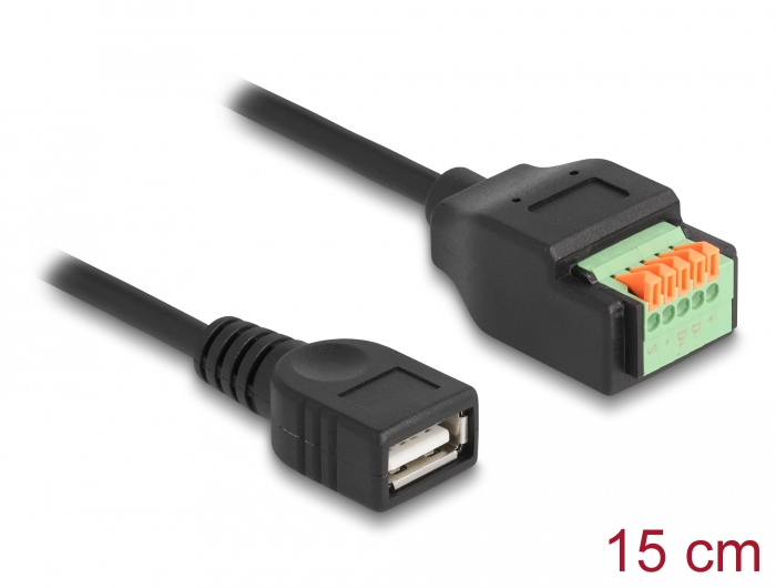 Delock USB 2.0 Kabel Typ-A Buchse zu Terminalblock Adapter mit Drucktaster 15 cm #1 