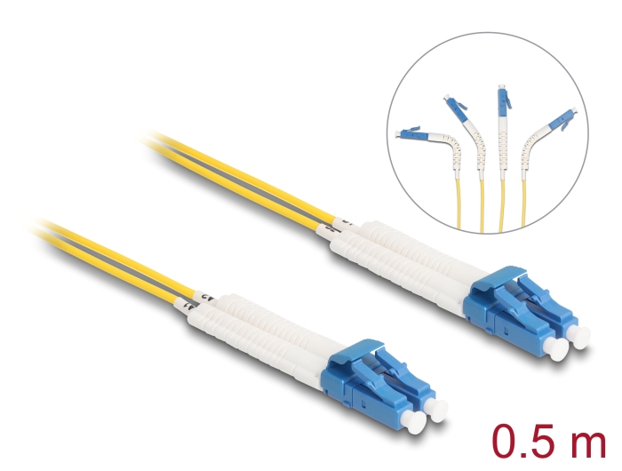 Delock LWL Kabel LC Duplex zu LC Duplex Singlemode OS2 winkelbar 0,5 m #1 