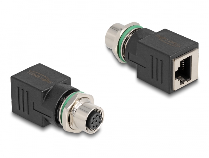 Delock M12 Adapter A-kodiert 8 Pin Buchse zu RJ45 Buchse gerade #1 