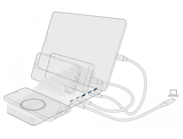 Delock USB und kabelloses Ladegerät 2 x USB Type-C™ PD + 3 x USB Typ-A mit 110 W #3 