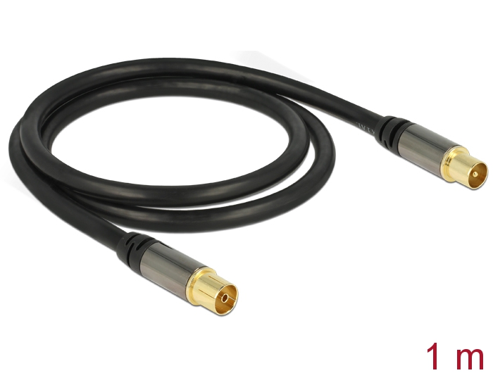 Delock Antennenkabel IEC Stecker > IEC Buchse RG-6/U 1 m schwarz #1 