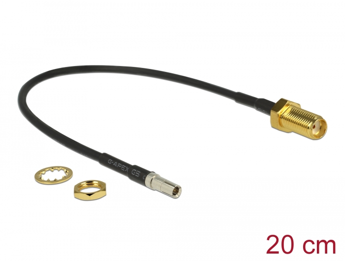 Delock Antennenkabel SMA Buchse zum Einbau > TS-9 Stecker RG-174 20 cm schwarz #1 
