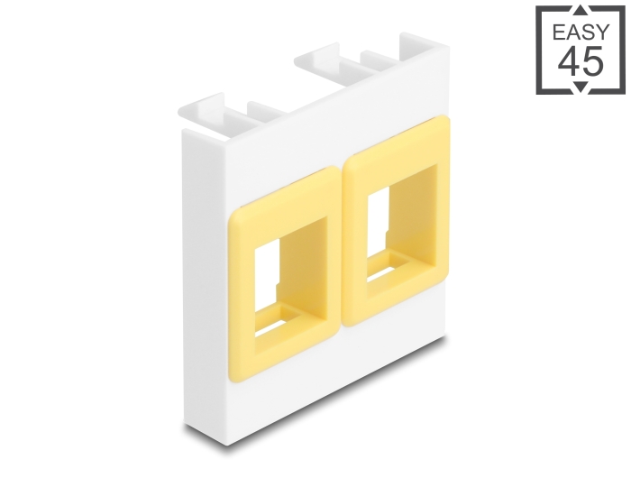 Delock Easy 45 Modul mit zwei Keystone Halterungen 45 x 45 mm, weiß / gelb #1 