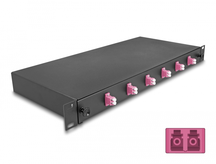 Delock 19″ LWL Spleißbox 6 x LC Duplex OM4 1HE komplett bestückt #1 