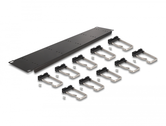 Delock 19″ Kabelmanagement Rangierpanel mit 10 Metallbügel 2 HE schwarz #3 