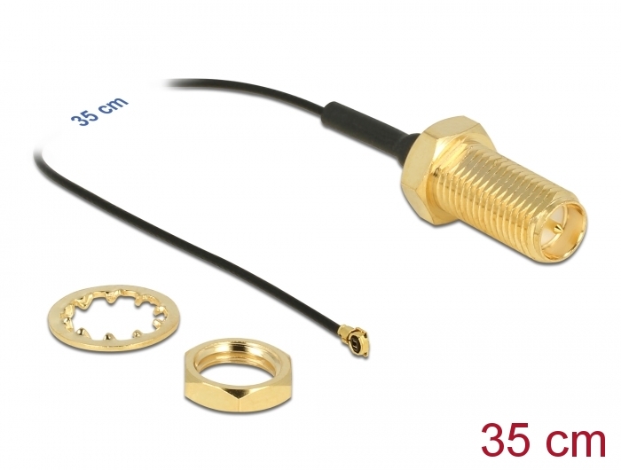 Delock Antennenkabel RP-SMA Buchse zum Einbau zu I-PEX Inc., MHF® 4 Stecker 0.81 35 cm Gewindelänge 10 mm #1 