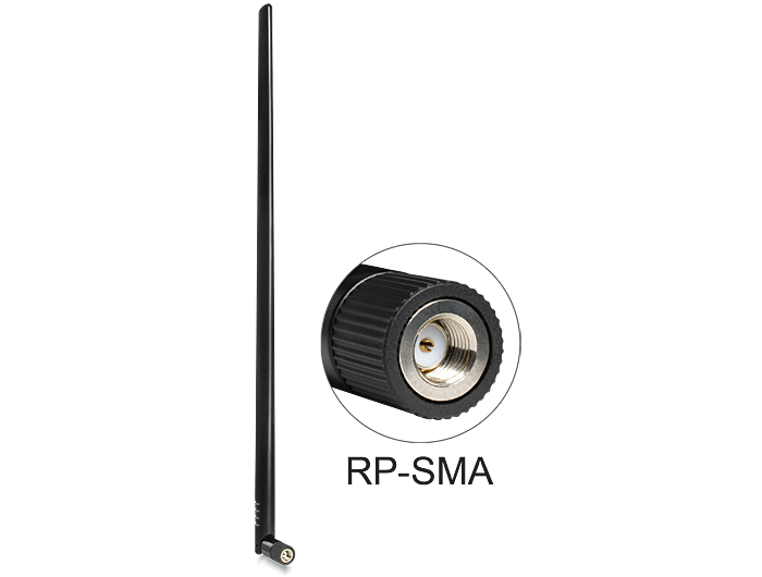 Delock WLAN 802.11 b/g/n Antenne RP-SMA Stecker 9 dBi omnidirektional mit Kippgelenk schwarz #1 