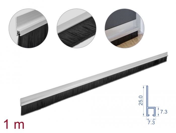 Delock Bürstenstreifen 40 mm mit Alu-Profil gerade - Länge 1 m #1 