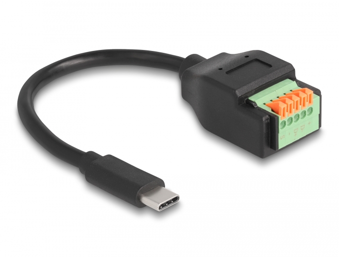 Delock USB 2.0 Kabel USB Type-C™ Stecker zu Terminalblock Adapter mit Drucktaster 15 cm #2 