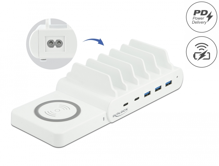 Delock USB und kabelloses Ladegerät 2 x USB Type-C™ PD + 3 x USB Typ-A mit 110 W #1 