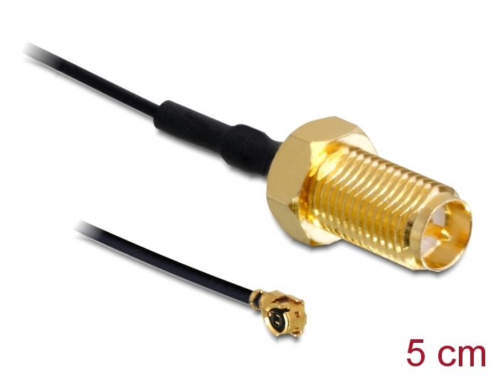 Delock Antennenkabel RP-SMA Buchse zum Einbau zu I-PEX Inc., MHF® I Stecker 1.13 5 cm Gewindelänge 10 mm #1 
