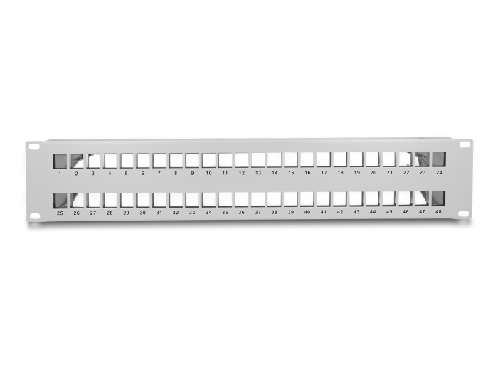 Delock 19″ Keystone Patchpanel 48 Port mit Entlastungsschienen 2 HE grau #4 