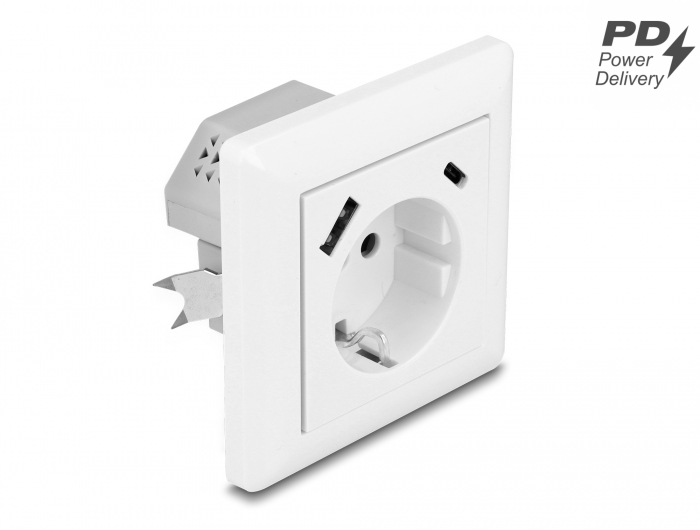 Delock Einbausteckdose mit 2 USB Ladeports, 1 x USB Typ-A und 1 x USB Type-C™ mit PD 3.0, 18 W #1 