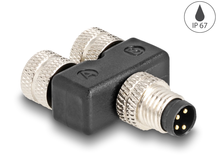 Delock M8 Y-Splitter A-kodiert 4 Pin 1 x Stecker zu 2 x Buchse Parallelschaltung #1 
