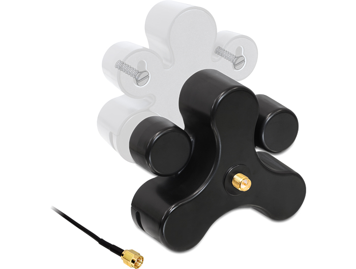 Delock Antennenfuß RP-SMA Buchse zu RP-SMA Stecker mit Anschlusskabel RG-174 1 m schwarz #2 
