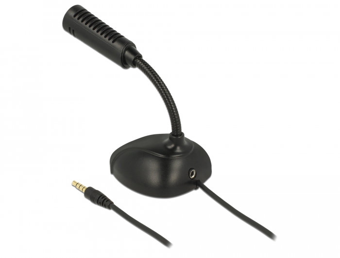 Delock Kondensator Mikrofon Omnidirektional für Smartphone / Tablet mit Schwanenhals 3,5 mm 4 Pin Klinkenstecker + 3,5 mm Klinkenbuchse #2 