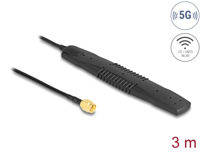 Delock 5G LTE, WLAN Antenne SMA Stecker 2,5 dBi omnidirektional starr schwarz Klebemontage #1 