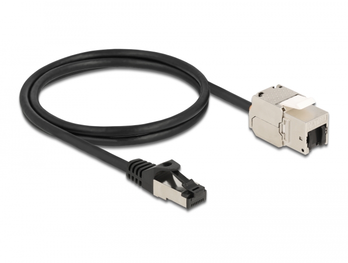 Delock Kabel RJ45 Stecker zu Keystone Modul RJ45 Buchse Cat.6A 1 m schwarz #2 