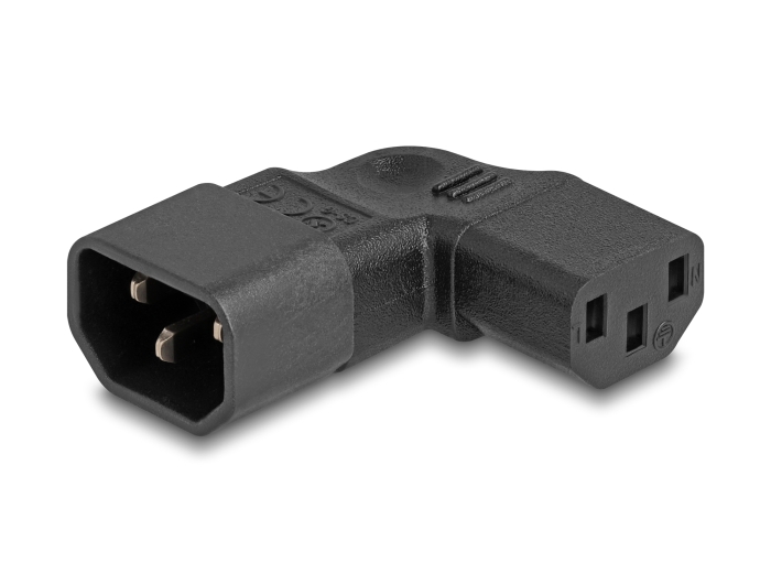 Delock Netzadapter IEC 60320 - C14 auf C13, Stecker / Buchse, 10 A, 90° links / rechts gewinkelt #1 