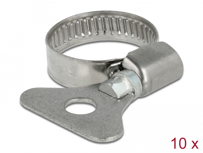 Delock Schlauchschelle mit Flügelmutter 16 - 25 mm 10 Stück Metall #1 