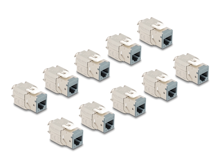 Delock Keystone Modul RJ45 Buchse zu LSA Cat.6A werkzeugfrei grau Set 10 Stück #1 