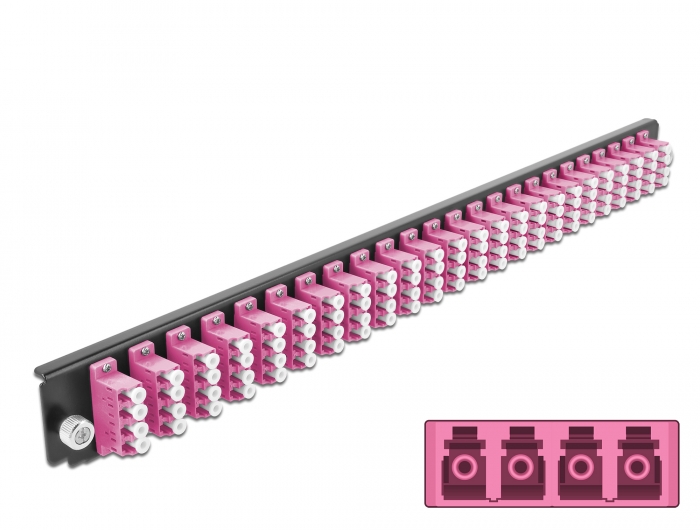 Delock 19″ LWL Spleißbox Frontblende 24 Port LC Quad violett #1 