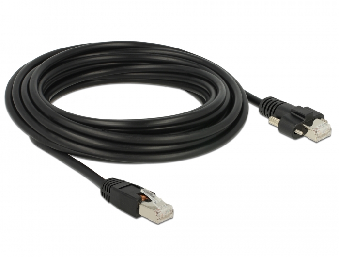 Delock GigE Kamera Kabel RJ45 Stecker zu RJ45 Stecker mit Schrauben Cat.6 S/FTP 5 m #2 