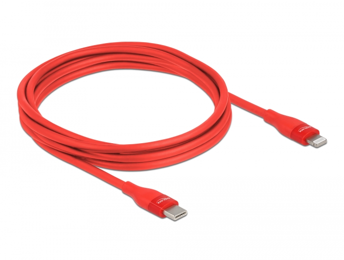 Delock Daten- und Ladekabel USB Type-C™ zu Lightning™ für iPhone™, iPad™ und iPod™ rot 2 m MFi #2 