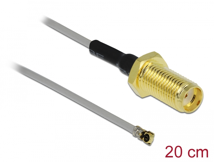 Delock Antennenkabel SMA Buchse zum Einbau zu I-PEX Inc., MHF® 4L Stecker 1.37 20 cm Gewindelänge 10 mm #1 