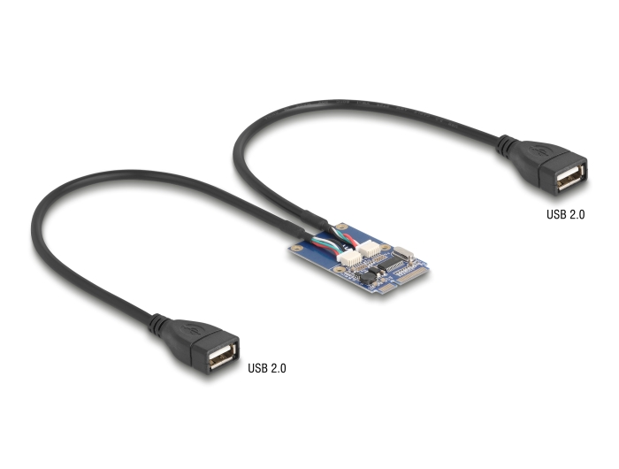Delock Mini PCIe Adapter full size zu 2 x USB 2.0 Typ-A Buchse 30 cm #1 