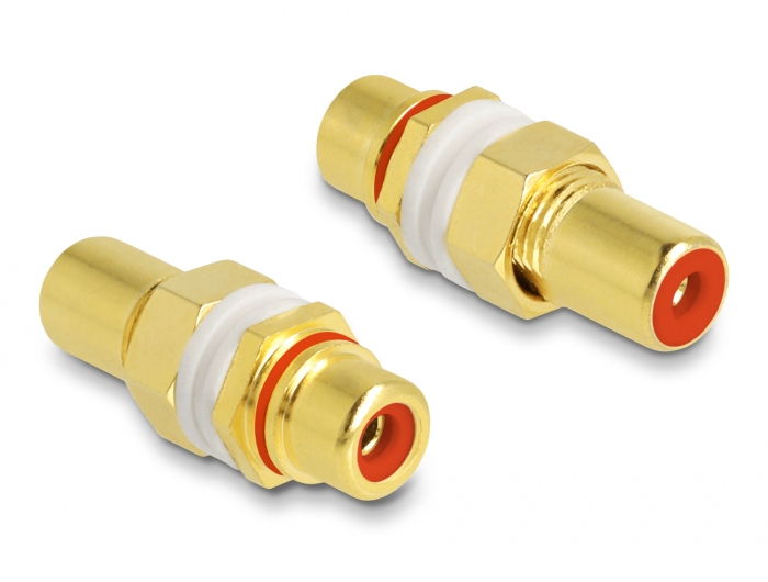 Delock Audio Adapter Cinch Buchse zu Buchse zum Einbau, Farbring rot #1 