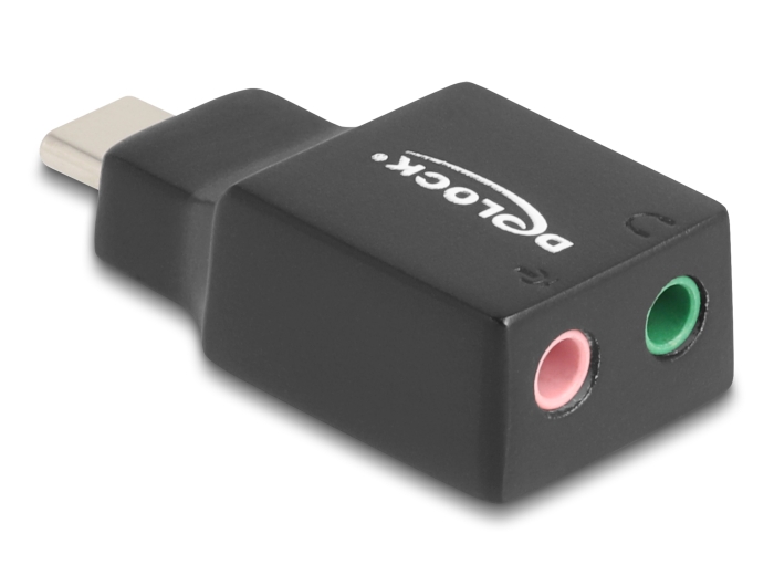 Delock Externe USB Soundkarte mit USB Type-C™ Stecker auf 2 x 3,5 mm Klinkenbuchse Plug & Play Audio Adapter schwarz #1 