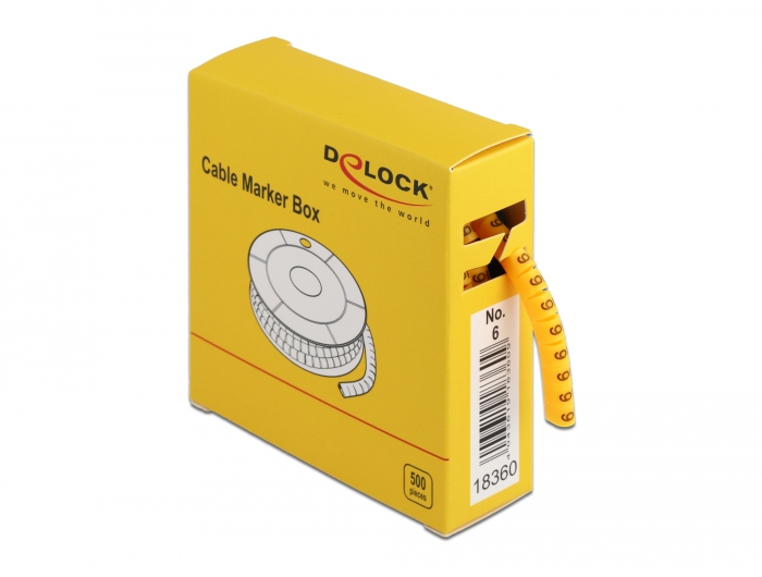 Delock Kabelmarker Box, Nr: 6, gelb, 500 Stück #1 