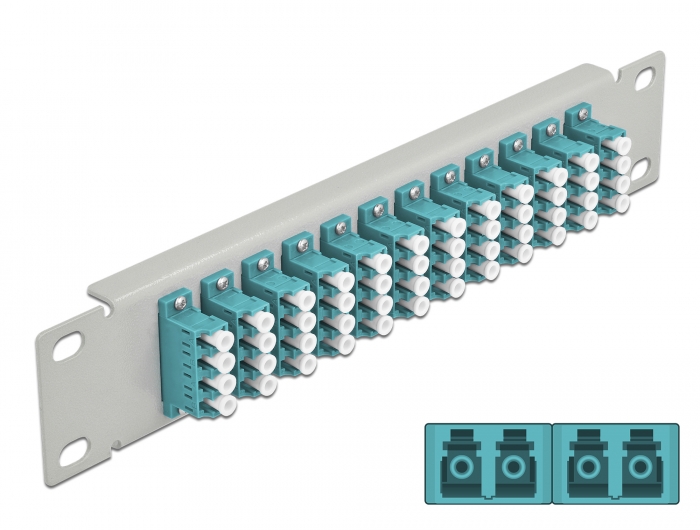 Delock 10″ LWL Patchpanel 12 Port LC Quad aqua 1 HE grau #1 