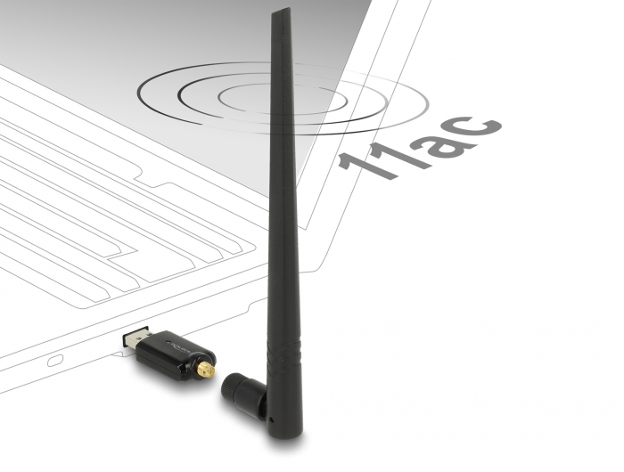 Delock USB Dualband WLAN ac/a/b/g/n Stick 867 + 300 Mbps mit externer Antenne #2 