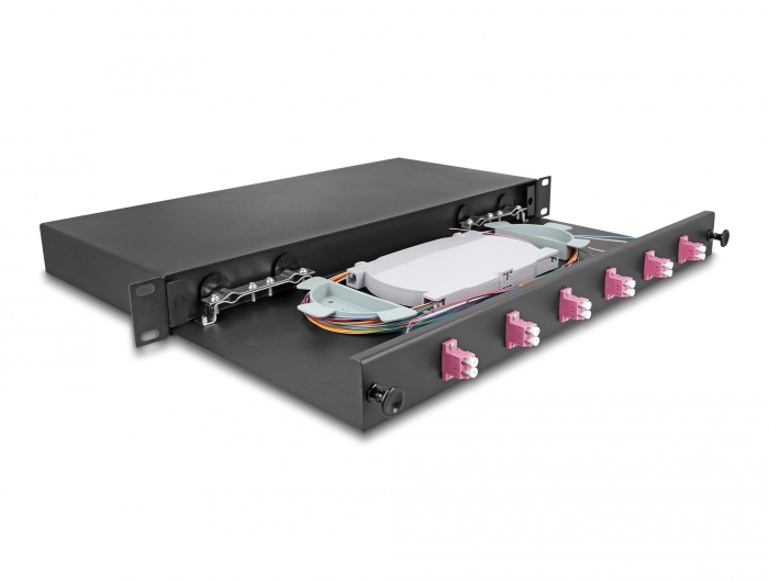 Delock 19″ LWL Spleißbox 6 x LC Duplex OM4 1HE komplett bestückt #2 
