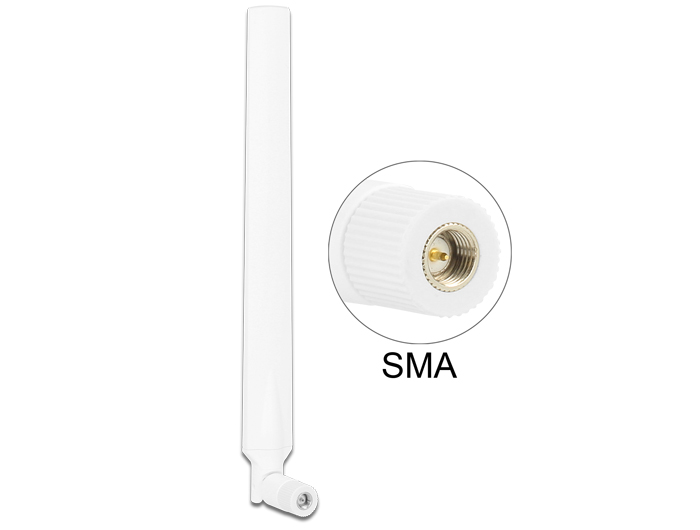 Delock LTE Antenne SMA Stecker 0 - 4 dBi omnidirektional drehbar mit Kippgelenk weiß #1 