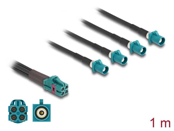 Delock Kabel Mini FAKRA Z Buchse quad zu 4 x FAKRA Z Stecker B-Typ #1 