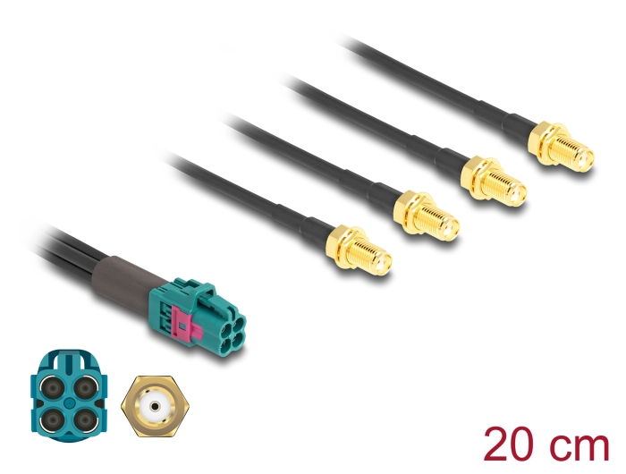 Delock Kabel Mini FAKRA Z Buchse quad zu 4 x SMA Buchse A-Typ Premium #1 